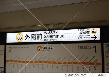 銀座線外苑前站車站標誌 136956808