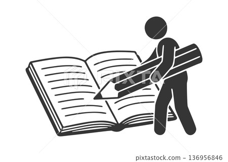 Silhouette icon of a person writing in a notebook 136956846