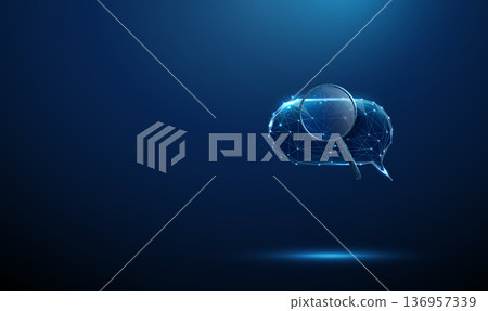 3d speech bubble and magnifying glass Message analysis, communication monitoring, chat review, customer support analytics, information search in conversations concept. 3d speech bubble and magnifying glass Message analysis, communication monitoring, chat review, customer support analytics, information search in conversations concept. 136957339