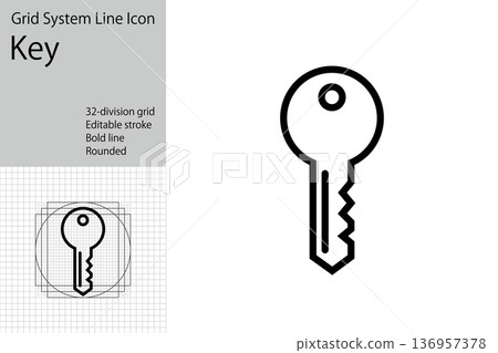 Simple key icon, house key, security symbol 136957378