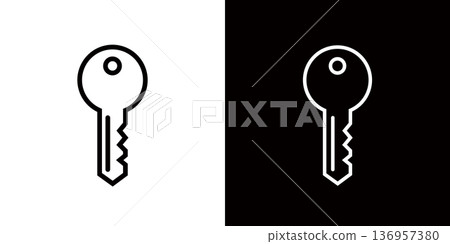 Simple key icon, house key, security symbol Simple key icon, house key, security symbol 136957380
