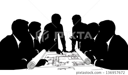 Black Solid Planner Water System Silhouettes Set of Six on White Background 136957672