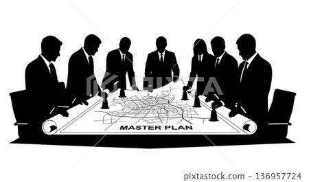 Black Solid Planner Unrolling Maps Silhouettes Set of Six on White Background Black Solid Planner Unrolling Maps Silhouettes Set of Six on White Background 136957724
