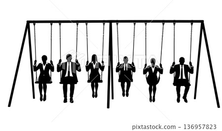 Black Solid Planner Testing Swing Silhouettes Set of Six on White Background Black Solid Planner Testing Swing Silhouettes Set of Six on White Background 136957823