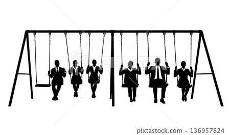 Black Solid Planner Testing Swing Silhouettes Set of Six on White Background Black Solid Planner Testing Swing Silhouettes Set of Six on White Background 136957824