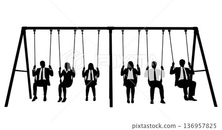 Black Solid Planner Testing Swing Silhouettes Set of Six on White Background Black Solid Planner Testing Swing Silhouettes Set of Six on White Background 136957825