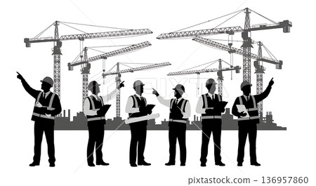 Black Solid Planner Site Inspection Silhouettes Set of Six on White Background Black Solid Planner Site Inspection Silhouettes Set of Six on White Background 136957860