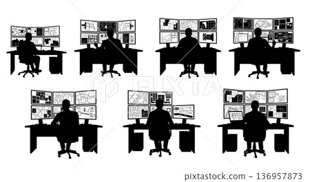 Black Solid Planner Signing Contract Silhouettes Set of Six on White Background Black Solid Planner Signing Contract Silhouettes Set of Six on White Background 136957873