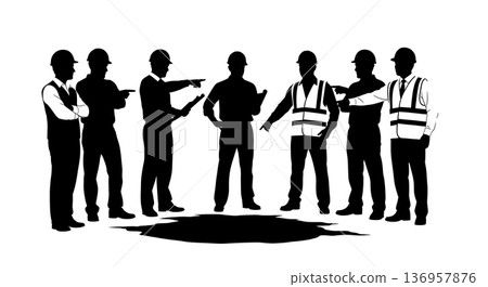 Black Solid Planner Road Maintenance Silhouettes Set of Six on White Background Black Solid Planner Road Maintenance Silhouettes Set of Six on White Background 136957876