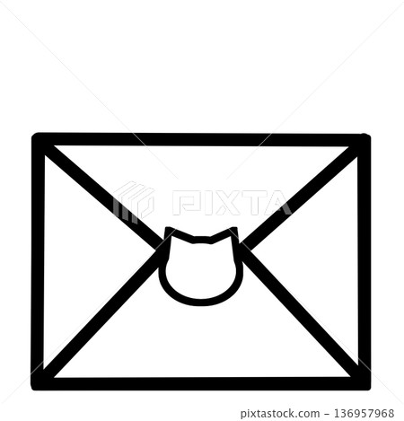 Black closed envelope letter illustration_simple cat face Black closed envelope letter illustration_simple cat face 136957968