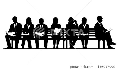 Black Solid Planner Park Observation Silhouettes Set of Six on White Background Black Solid Planner Park Observation Silhouettes Set of Six on White Background 136957990