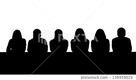 Black Solid Planner Leaning Railing Silhouettes Set of Six on White Background Black Solid Planner Leaning Railing Silhouettes Set of Six on White Background 136958028
