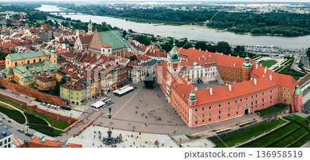 Old city in Warsaw, panoramic view, travel destinations European concept Old city in Warsaw, panoramic view, travel destinations European concept 136958519