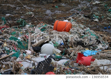 Garbage launched to the shore 136958534