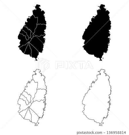 Saint Lucia Outline and Solid Fill Map Set. 136958814