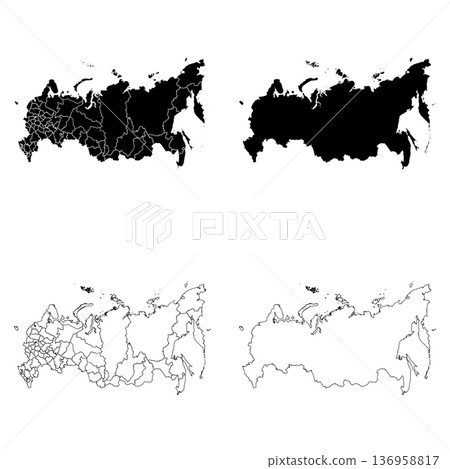 Russia Outline and Solid Fill Map Set. Russia Outline and Solid Fill Map Set. 136958817