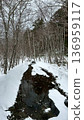 River flowing in the snow 136959117
