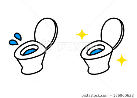 漏水馬桶和維修後的馬桶套裝 136960628