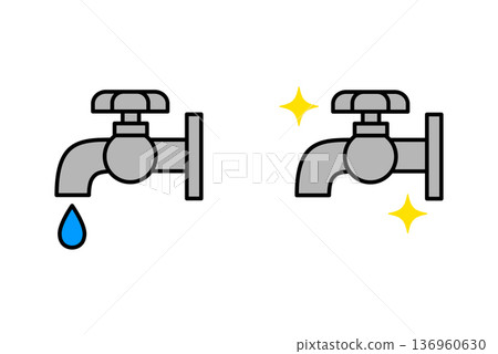 Leaking faucet and repaired faucet set Leaking faucet and repaired faucet set 136960630