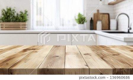 Bright Kitchen Countertop Mockup 136960686