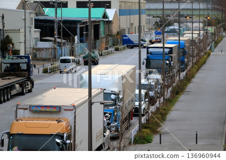 Large truck parked on the street Large truck parked on the street 136960944