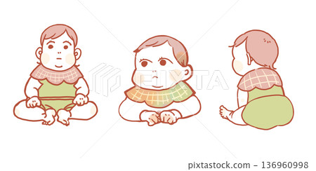 Baby pose set: front, side, prone | Infant 136960998