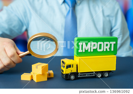 Customs inspects imported goods. Imported goods are assessed and duties are paid. Search for contraband and border control enforcement Customs inspects imported goods. Imported goods are assessed and duties are paid. Search for contraband and border control enforcement 136961092