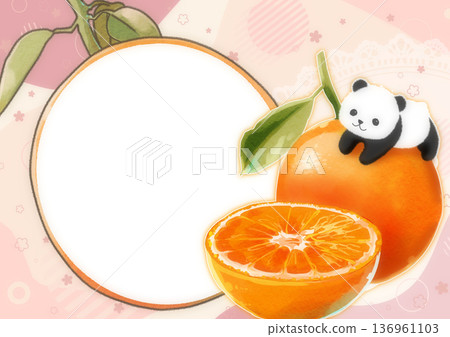 Orange and Panda Cute Photo Frame 136961103