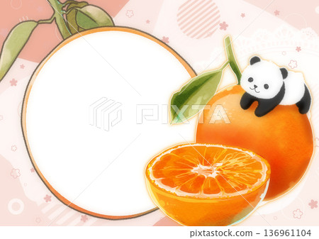 橘色熊貓可愛相框 136961104