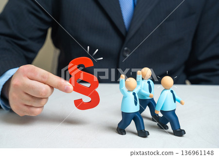 Investors are fleeing the new law. A worsening investment climate and regulatory pressure. Capital outflow and business uncertainty due to unfavorable reforms concept. Investors are fleeing the new law. A worsening investment climate and regulatory pressure. Capital outflow and business uncertainty due to unfavorable reforms concept. 136961148