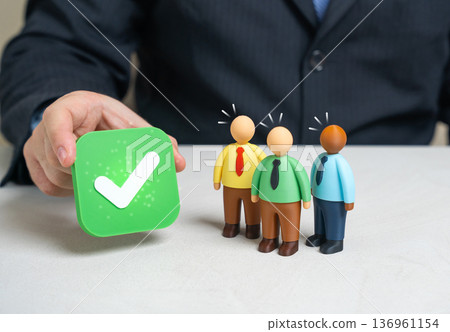The office staff is surprised by the decision. Changes in company policy and new contract clauses. Positive reforms and organizational transformation 136961154