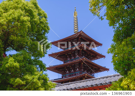 【四天王寺】代表大阪的古老寺廟，景色優美 136961903