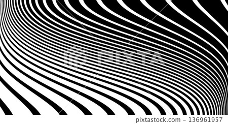 Wavy Lines Black and White Pattern. Abstract Halftone Textured Background. Wavy Lines Black and White Pattern. Abstract Halftone Textured Background. 136961957