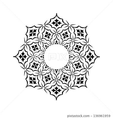 Abstract Decorative Radial Pattern in Flower...-插圖素材 [136961959] - PIXTA圖庫