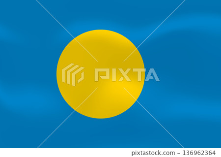 Palau flag with wavy silk effect. Vector flag symbolizing national pride, identity, heritage, patriotism and authority Palau flag with wavy silk effect. Vector flag symbolizing national pride, identity, heritage, patriotism and authority 136962364