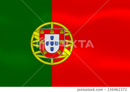 Portugal flag with wavy silk effect. Vector flag symbolizing national pride, identity, heritage, patriotism and authority 136962372