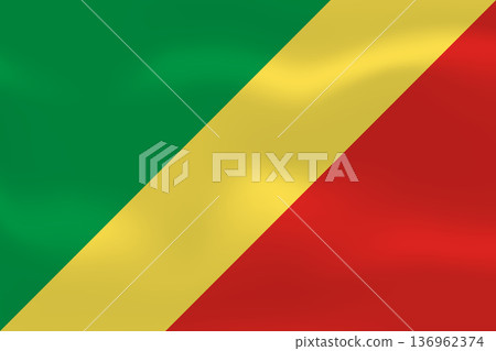 Republic of the Congo flag with wavy silk effect. Vector flag symbolizing national pride, identity, heritage, patriotism and authority Republic of the Congo flag with wavy silk effect. Vector flag symbolizing national pride, identity, heritage, patriotism and authority 136962374