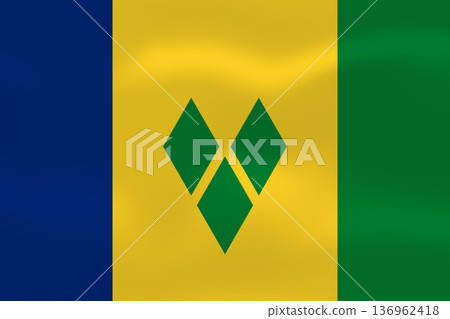 Saint Vincent and the Grenadines flag with wavy silk effect. Vector flag symbolizing national pride, identity, heritage, patriotism and authority Saint Vincent and the Grenadines flag with wavy silk effect. Vector flag symbolizing national pride, identity, heritage, patriotism and authority 136962418