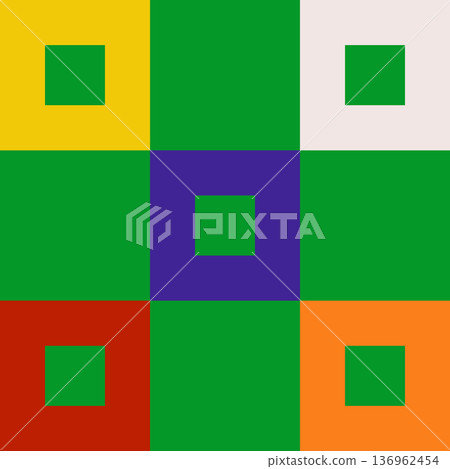 Seamless checkered linear grid pattern for Xmas, Christmas, and Happy New Year. Squares in festive colors geometric design. Holiday vector background for prints on a textile. 136962454