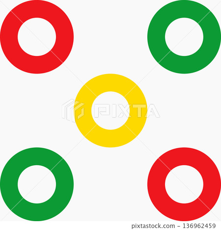 Colorful seamless abstract geometric background with circles. Simple background texture for print. Modern minimalist vector pattern with circular grid, polka dot, lattice, mesh or net. 136962459