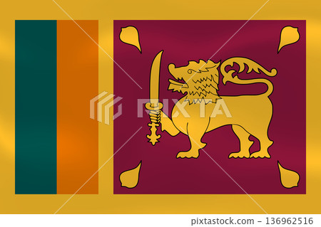 Sri Lanka flag with wavy silk effect. Vector flag symbolizing national pride, identity, heritage, patriotism and authority 136962516
