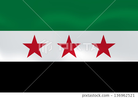 Syria flag with wavy silk effect. Vector flag symbolizing national pride, identity, heritage, patriotism and authority 136962521