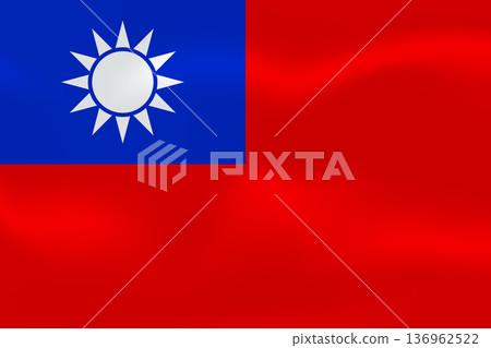 Taiwan flag with wavy silk effect. Vector flag symbolizing national pride, identity, heritage, patriotism and authority 136962522