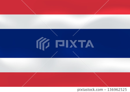 Thailand flag with wavy silk effect. Vector flag symbolizing national pride, identity, heritage, patriotism and authority Thailand flag with wavy silk effect. Vector flag symbolizing national pride, identity, heritage, patriotism and authority 136962525