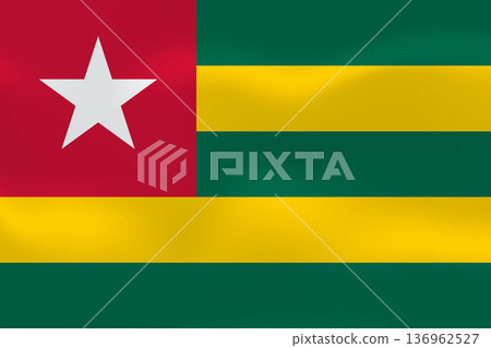 Togo flag with wavy silk effect. Vector flag symbolizing national pride, identity, heritage, patriotism and authority 136962527