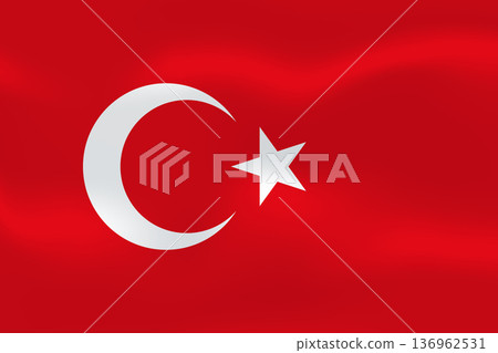 Turkey flag with wavy silk effect. Vector flag symbolizing national pride, identity, heritage, patriotism and authority Turkey flag with wavy silk effect. Vector flag symbolizing national pride, identity, heritage, patriotism and authority 136962531