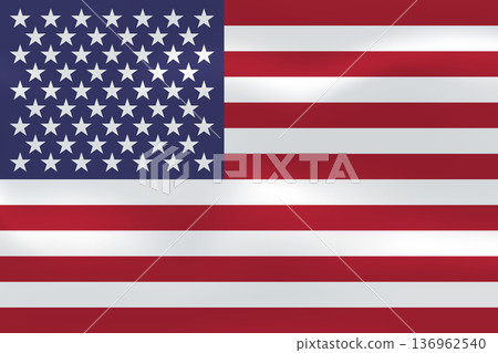 United States of America flag with wavy silk effect. Vector flag symbolizing national pride, identity, heritage, patriotism and authority United States of America flag with wavy silk effect. Vector flag symbolizing national pride, identity, heritage, patriotism and authority 136962540