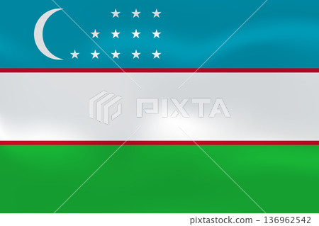 Uzbekistan flag with wavy silk effect. Vector flag symbolizing national pride, identity, heritage, patriotism and authority Uzbekistan flag with wavy silk effect. Vector flag symbolizing national pride, identity, heritage, patriotism and authority 136962542