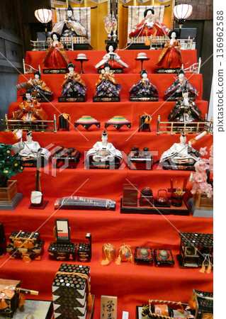 岩手縣盛岡市名田屋町町屋紀念館展出的雛人偶 136962588