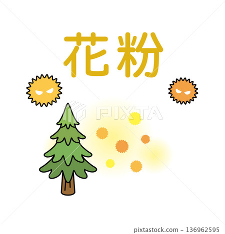 雪松花粉,花粉飛舞的示意圖 雪松花粉,花粉飛舞的示意圖 136962595